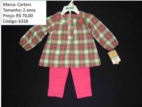 Carters - conjunto blusa xadrez/calça - código 6328